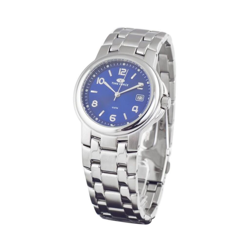 Time Force Analog Wristwatch Date Display Unisex Silver Unisex Watches
